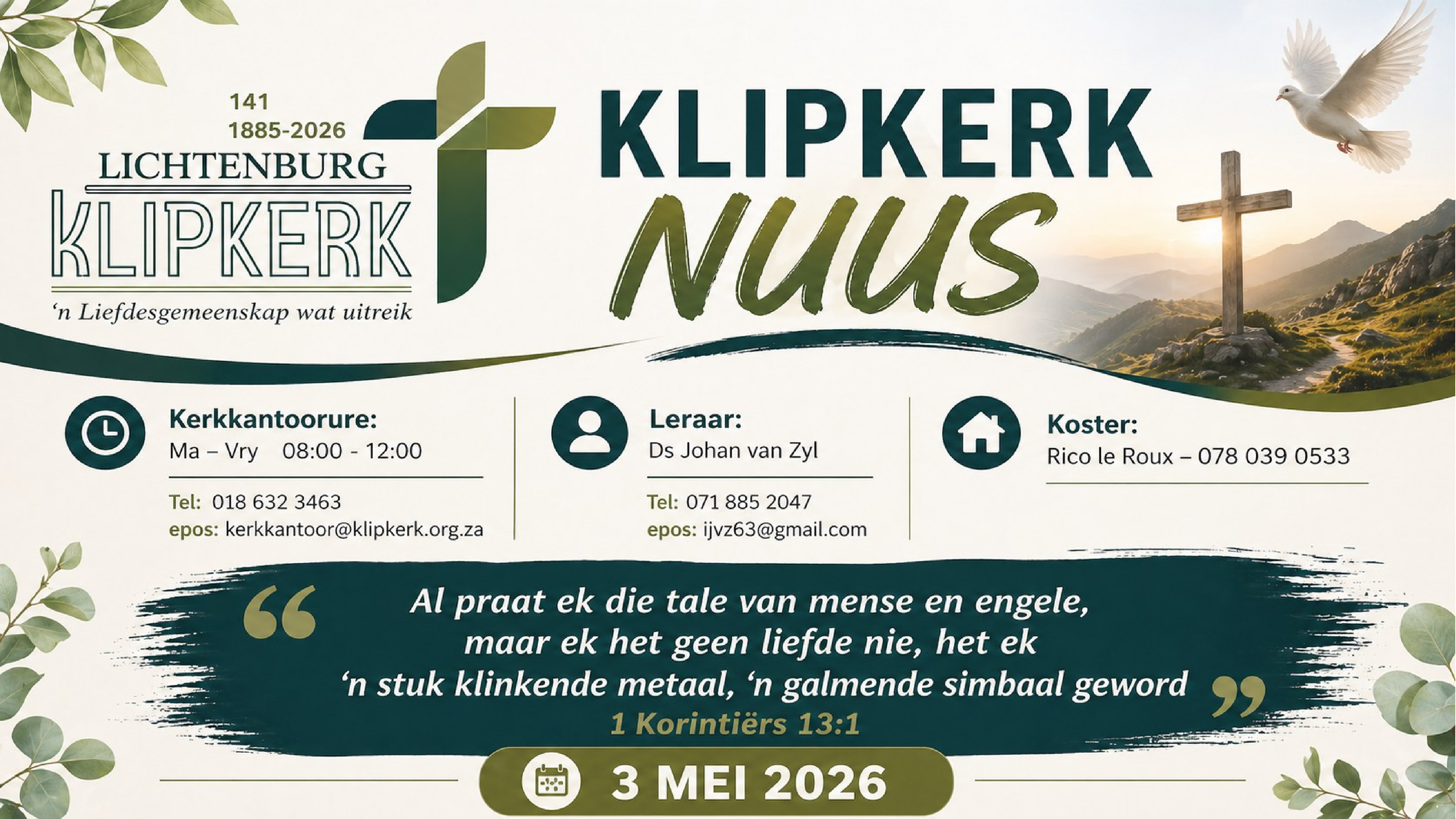 Weeknuus Lichtenburg N G Klipkerk, afkondigings